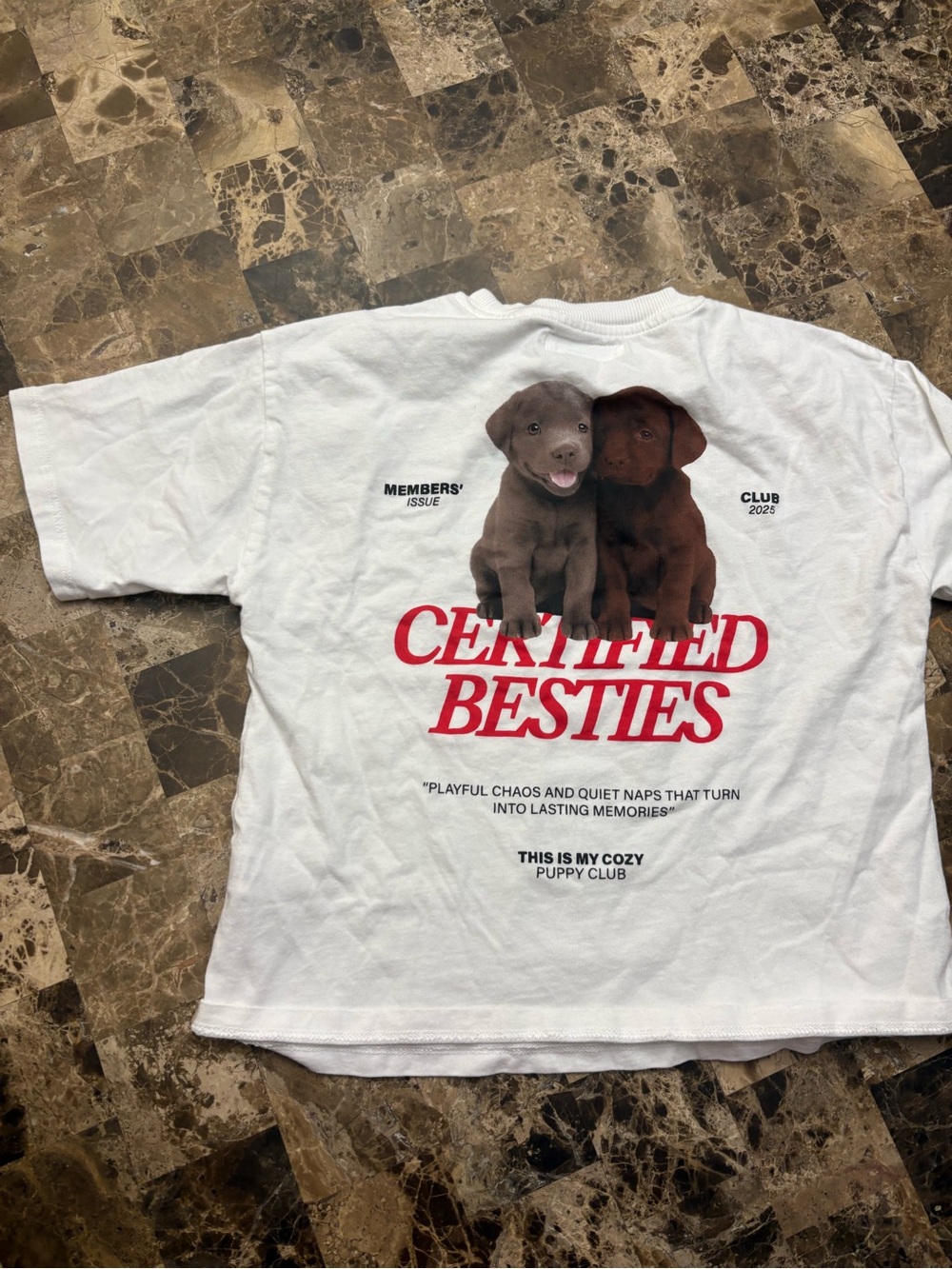 4/30$ Zara Certified Besties White Dog Graphic Tee tshirt 7-8 years